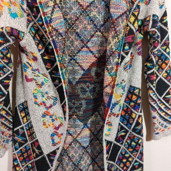 Northern Angel Ladies Long Sleeve Rainbow Hooded Cardigan Duster- size XS-S - Picture 4 of 5